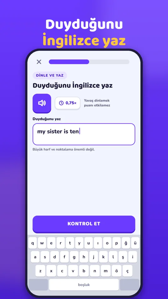 Dinle dersi ekranı